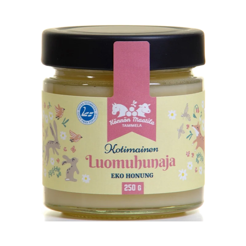 Könnön luomuhunaja lasipullo